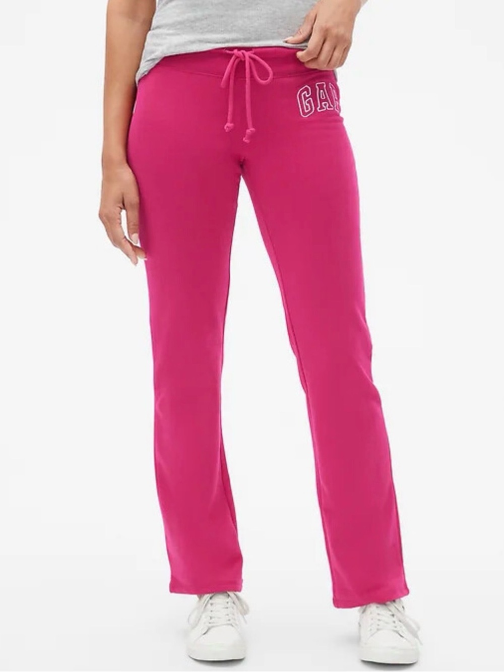 GAP Logo Pink Drawstring Fleece Pants